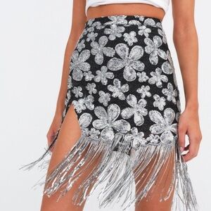 For Love & Lemons Colette Fringe Skirt, Size M